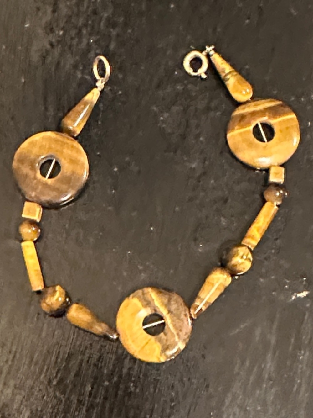 Tiger Eye Bead Link Bracelet in Brown